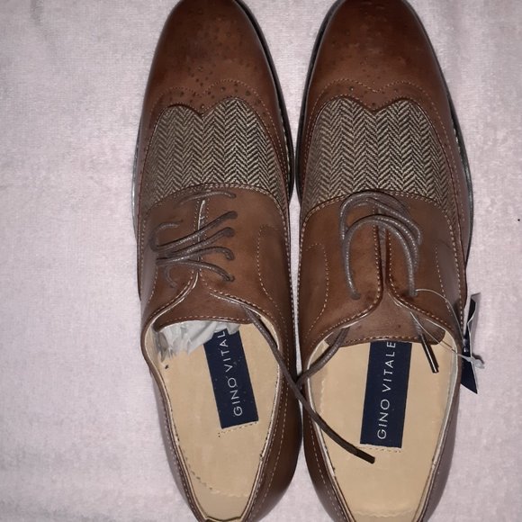 GINO VITAL - GV - Men's Wing Tip Brogue Two Tone Dress Shoes - NEVER WORN - Picture 4 of 9